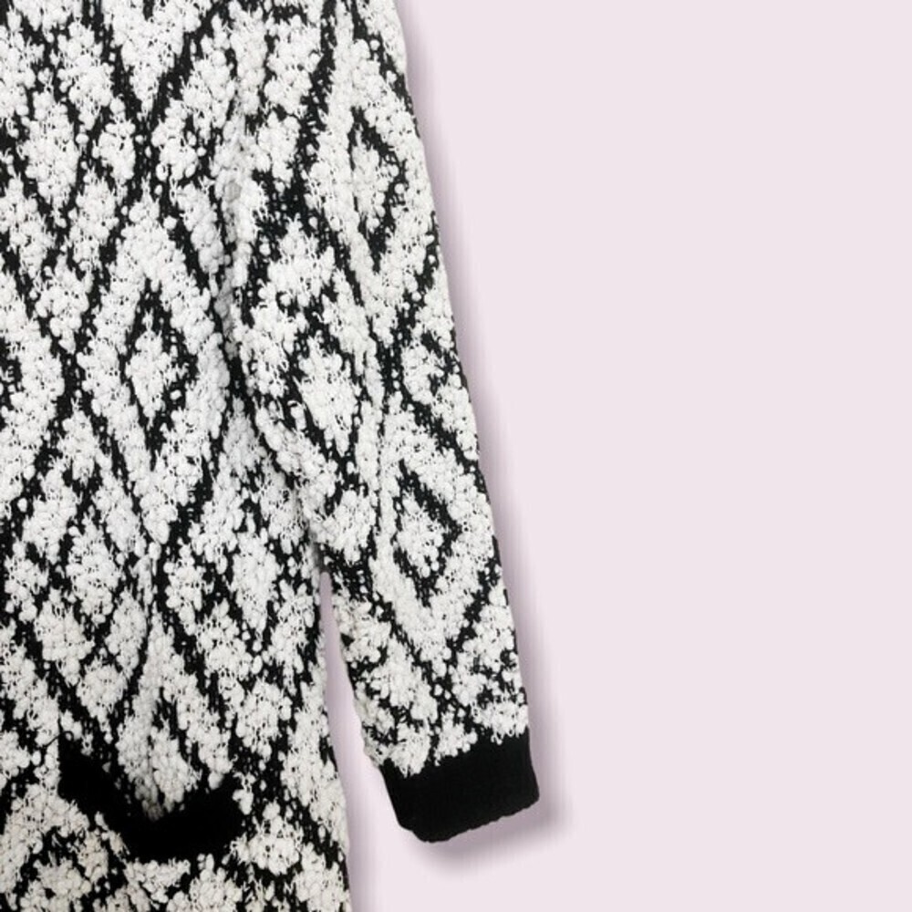 Anthropologie Solitaire Sweater Cardigan Black White Geometric Womens Size Small - Picture 4 of 10